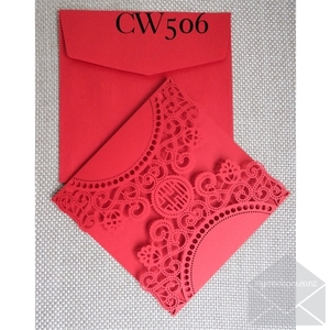 Products: Z-CW506 Red Wedding Invitation Cover Gatefold Chinese