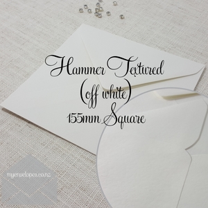 155mm Sq: Hammer Textured Envelopes 155mm Square Diamond Flap Off White