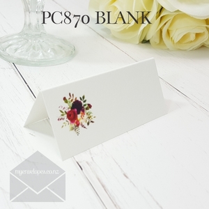 Blank Placecards Burgundy Flowers PC870 35mm High x 80mm Wide Tent