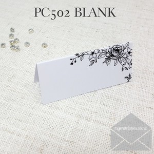 Products: Blank Placecards Lineart Flowers 35mm High x 80mm Wide