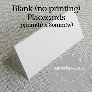 Blank Placecards 35mm High x 80mm Wide WHITE METALLIC