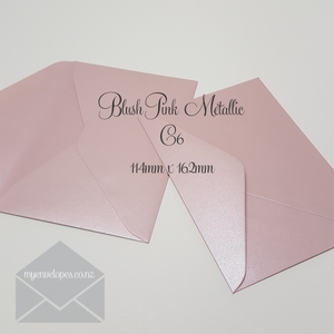 C6 114mm x 162mm: Blush Pink Metallic Envelopes C6 Diamond Flap