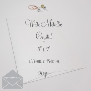 White Metallic 5×7 Envelopes Square Flap 120gsm Crystal