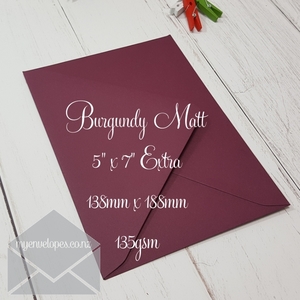 Products: Burgundy Matt Envelopes 5×7 Extra 138mm x 188mm Diamond Flap