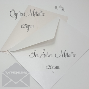C5: Ice Silver White Metallic C5 Envelopes 120gsm Diamond Flap END OF LINE