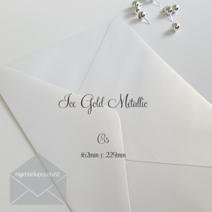 C5: Ice Gold White Metallic C5 Envelopes 120gsm Mid Diamond Flap END OF LINE