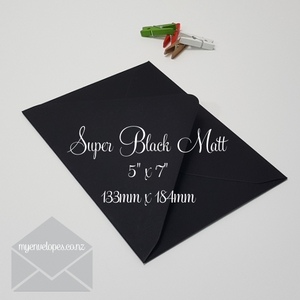 Super Black Matt Envelopes 5×7 Diamond Flap 115gsm