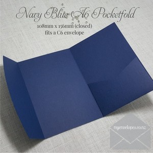 Dark Blue A6 Pocketfold Wedding Invitation