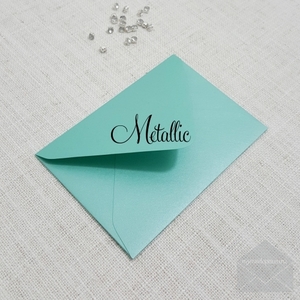 Diamond Flap: Teal Mint Green Metallic Envelopes RSVP Diamond Flap 92mm x 130mm