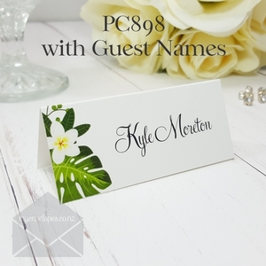 Products: Blank Placecards Monstera Leaves Pacific Island PC898 35mm High x 80mm Wide Tent