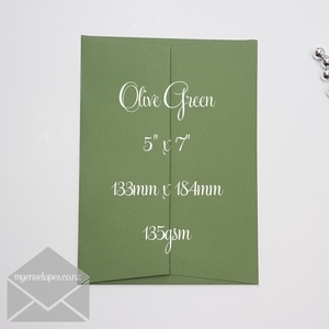 Olive Mid Green Envelopes 5×7 Square Flap 135gsm