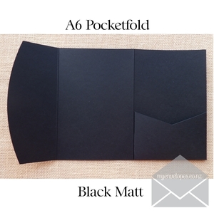 Black Matt A6 Pocketfolds Wedding Invitation