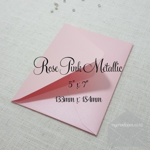Products: Rose Pink Metallic 5×7 Envelopes Diamond Flap