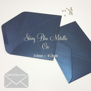 Blue: Shiny Blue Metallic Envelopes C6 Diamond Flap