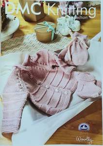 Patterns Knitting And Crocheting: DMC Knitting Baby Cardigan, Mittens & Booties 8ply Pattern