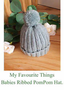 Patterns Knitting And Crocheting: Baby Ribbed Pom Pom Hat Pattern(0-3 and 6-12 Months)