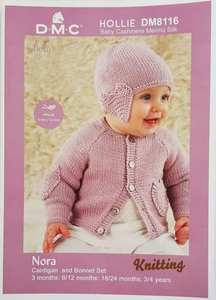 Patterns Knitting And Crocheting: DMC Knitting 'Nora' Cardigan and Bonnet Set 8 ply