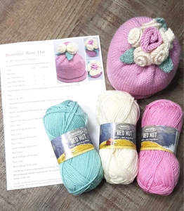 Accessories And Kits: Beautiful Rose Hat Knitting Kit By My Favourite Things (Without Needles)
