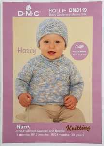 Products: DMC Knitting 'Harry" Rolled Hem Sweater and Beanie 8ply