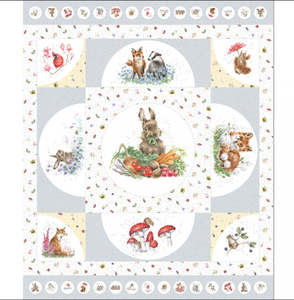 Fabric Mask Kits: Maywood Studios- Bramble Patch Rabbit Panel