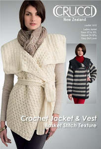 Adult Patterns 1: Crochet Jacket & Vest Basket Stitch Texture 8Ply Pattern