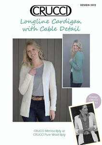 Adult Patterns 1: Longline Cardigan With Cable Detail 8ply Pattern