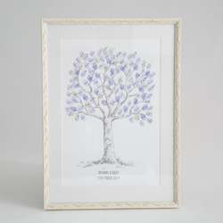 Fingerprint Guestbooks: Hand Drawn Heart Tree Fingerprint Wedding Guestbook