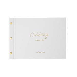 Funeral Memory Books: Celebrating the Life Memorial Guestbook – A4 Landscape