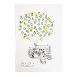 Vintage Tractor Fingerprint Wedding Guestbook