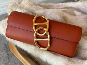 Bags: Hermès Cuivre Veau Evercolour Egée Clutch GHW