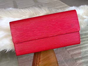 Accessories: Louis Vuitton Castillan Red Epi Pochette Porte-Monnaie Crédit