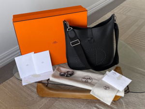 Bags: Hermès Noir Veau Taurillon Clémence Evelyne III GM