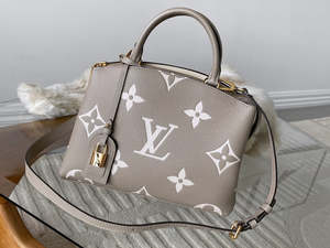 Bags: Louis Vuitton Tourterelle Crème Bicolour Monogram Empreinte Petit Palais | NEW