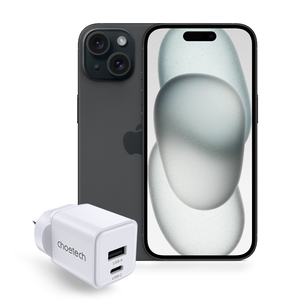 Products: Apple iPhone 15 128GB – Black with Choetech Wall Charger – MyHome – Easy pay, affordable homeware