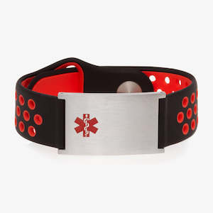 Black & Red Silicone Medical ID Bracelet