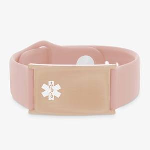 rosse gold: Rose Gold Pink Silicone Medical ID Bracelet