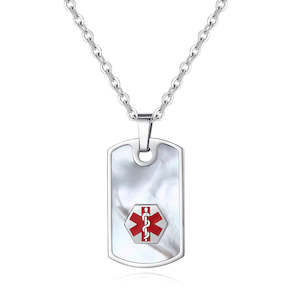 Necklaces: Mother of Pearl Medical ID Necklace