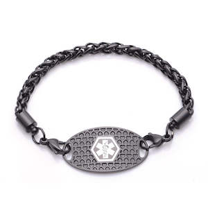 Girls Id Tags: Aroha Medical ID Bracelet - BLACK