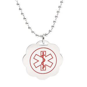 Girls Medical Id Necklaces: Flower Pendant