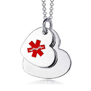 Girls Medical Id Necklaces: Love Hearts Medical Necklace