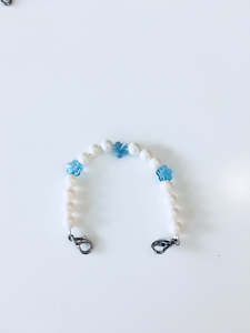 Girls Bracelet Compatibles: Blue White Flower Swarovski