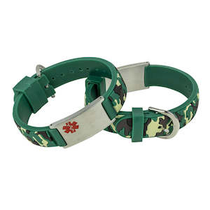 Boys Medical Id Bracelets: Green Camo Medical ID Bracelet