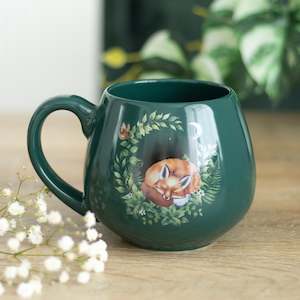 Fawn and Friends | Green Sleeping Fox Mug