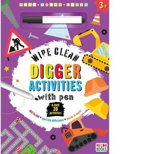 Melon Books | Wipe Clean Activity Book With Pen | Digger