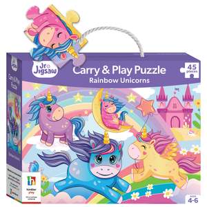 Hinkler | Junior Jigsaw Carry & Play Puzzle | Rainbow Unicorns | 45 Pieces