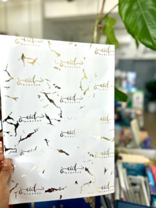 Ramadan Eid Decorations: Eid Mubarak Gift Wrapping Paper (White Marble)
