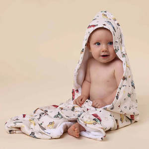 Snuggle Hunny Kids: Snuggle Hunny Kids - Organic Hooded Baby Towel | Vintage Cars