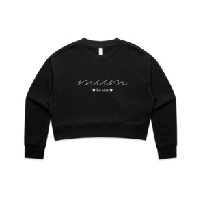 MLW By Design - Personalised Established Mum Adult Crop Crew | Various Colours