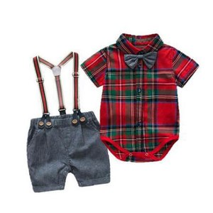 Party Outfits Birthdays: Red Suspenders Set