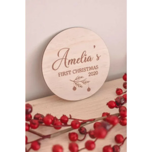 Timber Tinkers - Personalised Baby's First Christmas Plaque 2025